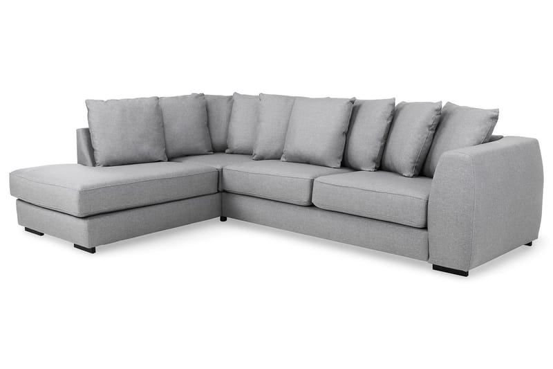 Optus 4-seters Venstrevendt L-formet Sjeselongsofa i Stoff inkl. Pynteputer - Lys grå - Møbler - Sofaer - Sofa med sjeselong - 3 seters sofa med divan