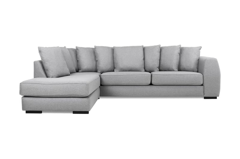 Optus 4-seters Venstrevendt L-formet Sjeselongsofa i Stoff inkl. Pynteputer - Lys grå - Møbler - Sofaer - Sofa med sjeselong - 3 seters sofa med divan