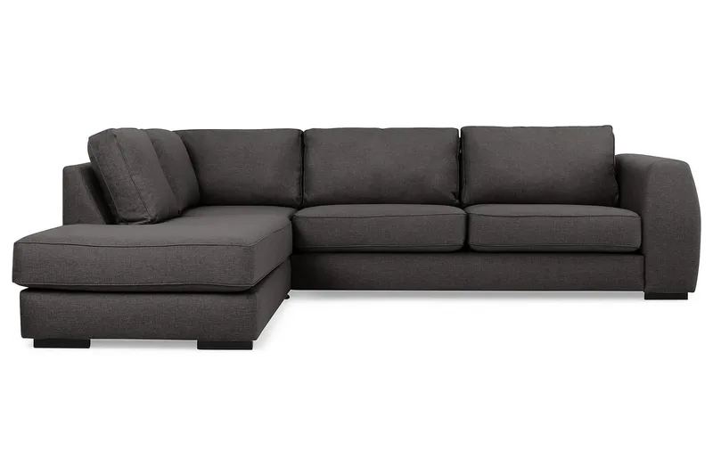 Optus 4-seters Venstrevendt L-formet Sjeselongsofa i Stoff - Mørk grå - Møbler - Sofaer - Sofa med sjeselong - 3 seters sofa med divan