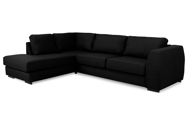 Optus 4-seters Venstrevendt L-formet Sjeselongsofa i Stoff - Svart - Møbler - Sofaer - Sofa med sjeselong - 4 seters sofa med divan