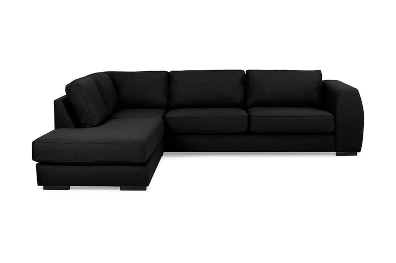 Optus 4-seters Venstrevendt L-formet Sjeselongsofa i Stoff - Svart - Møbler - Sofaer - Sofa med sjeselong