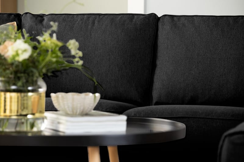 Optus 4-seters Venstrevendt L-formet Sjeselongsofa i Stoff - Svart - Møbler - Sofaer - Sofa med sjeselong - 4 seters sofa med divan