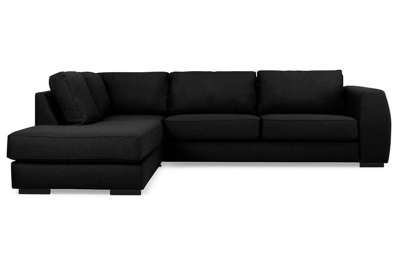 Optus 4-seters Venstrevendt L-formet Sjeselongsofa i Stoff - Svart - Møbler - Sofaer - Sofa med sjeselong - 4 seters sofa med divan