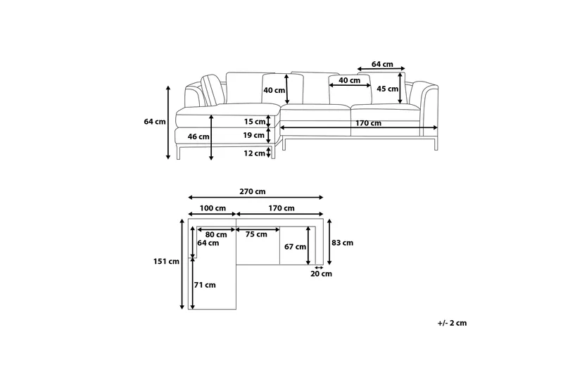 Oslo Hjørnesofa 270 cm - Grå - Møbler - Sofaer - Sofa med sjeselong