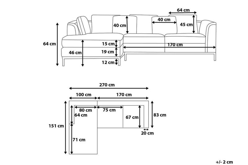 Oslo Hjørnesofa 270 cm - Grå - Møbler - Sofaer - Sofa med sjeselong