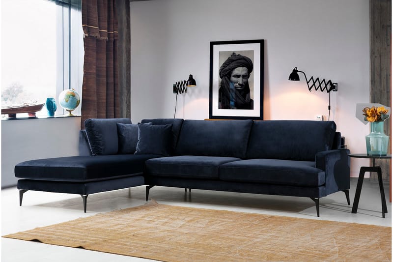 Ostberg Hjørnesofa med Divan Venstre - Blå - Møbler - Sofaer - Sofa med sjeselong