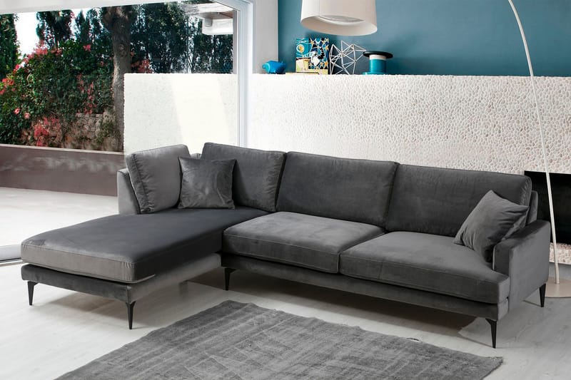 Ostberg Hjørnesofa med Divan Venstre - Svart - Møbler - Sofaer - Sofa med sjeselong