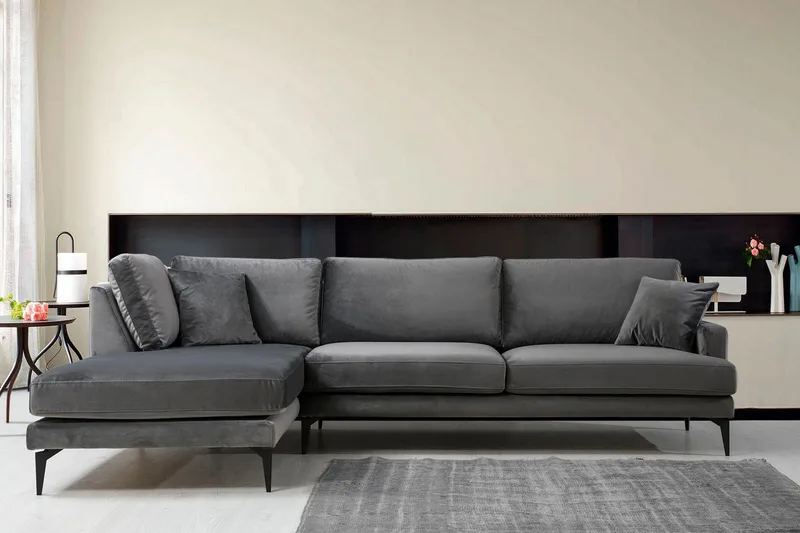 Ostberg Hjørnesofa med Divan Venstre - Svart - Møbler - Sofaer - Sofa med sjeselong