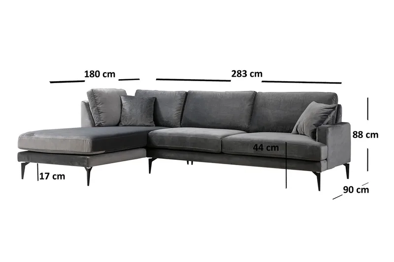 Ostberg Hjørnesofa med Divan Venstre - Svart - Møbler - Sofaer - Sofa med sjeselong