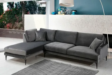 Ostberg Hjørnesofa med Divan Venstre - Svart - Møbler - Sofaer - Sofa med sjeselong