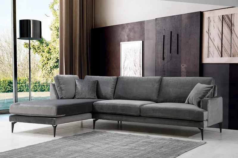 Ostberg Hjørnesofa med Divan Venstre - Svart - Møbler - Sofaer - Sofa med sjeselong