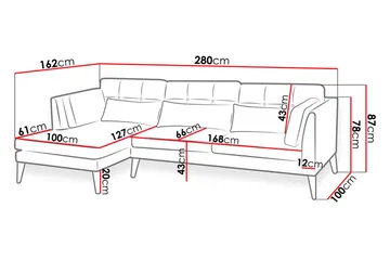 Pacyfic Divansofa 280x162x100 cm - Møbler - Sofaer - Sofa med sjeselong