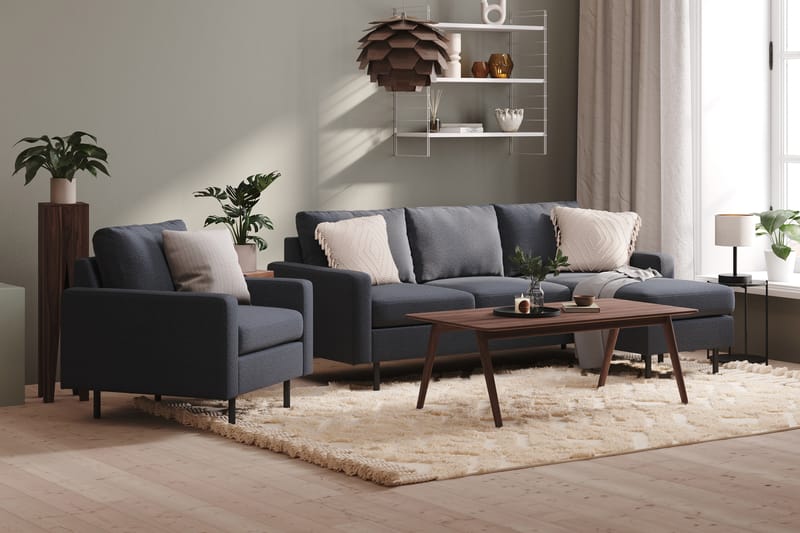 Peppe 3-seters Sofa med Divan Vendbar - Mørkegrå - Møbler - Sofaer - Sofa med sjeselong