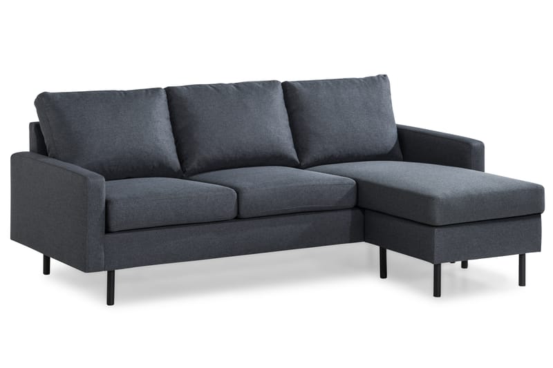 Peppe 3-seters Sofa med Divan Vendbar - Mørkegrå - Sofa med sjeselong - 3 seters sofa med divan