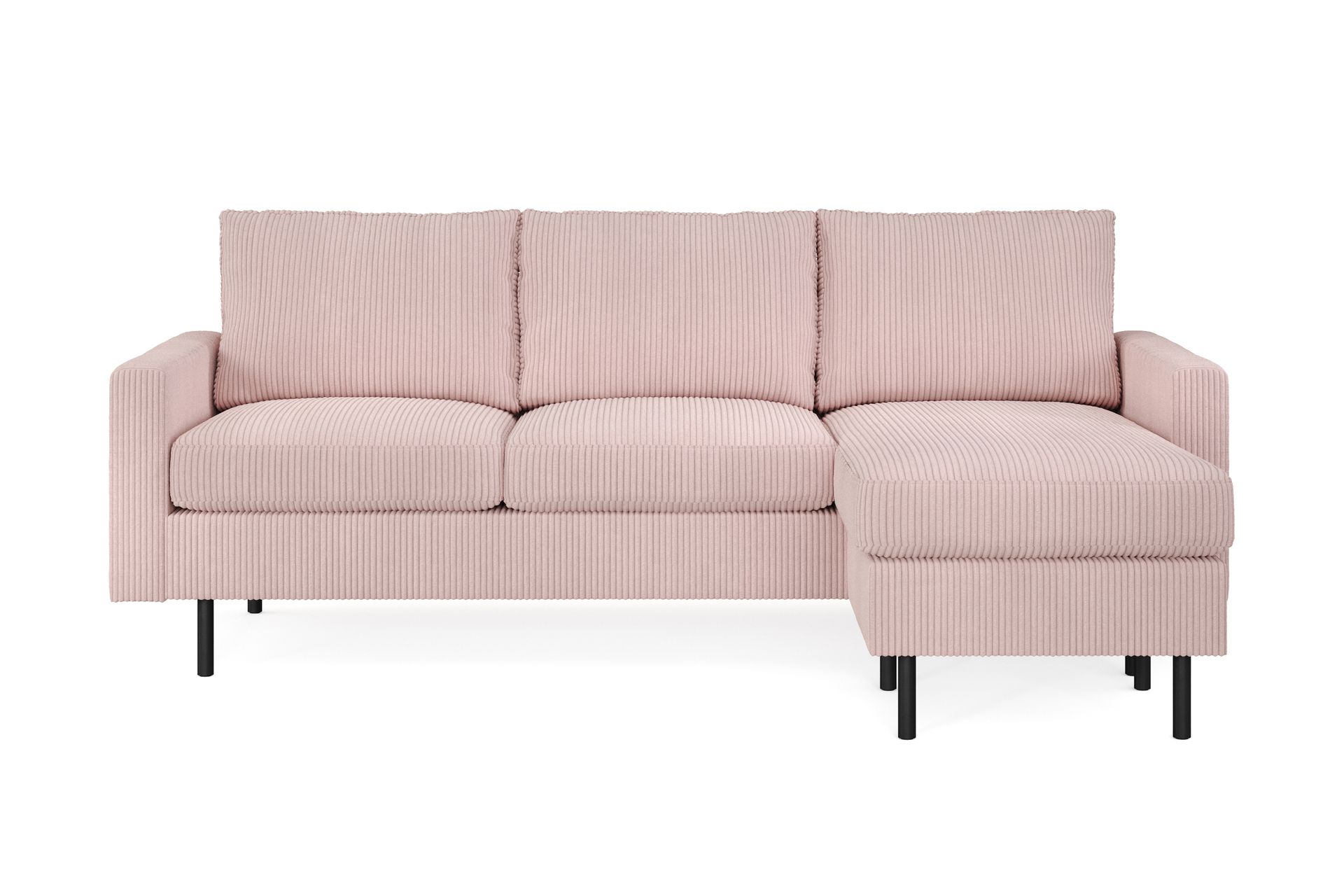 Peppe 3-seters Vendbar L-formet Divansofa i Manchester - Rosa - Møbler - Sofaer - Sofa med sjeselong