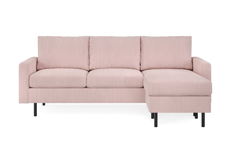 Peppe 3-seters Vendbar L-formet Divansofa i Manchester - Rosa - Møbler - Sofaer - Sofa med sjeselong
