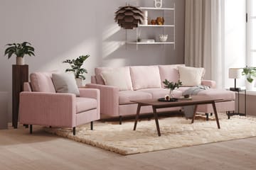 Peppe 3-seters Vendbar L-formet Divansofa i Manchester - Rosa - Møbler - Sofaer - Sofa med sjeselong