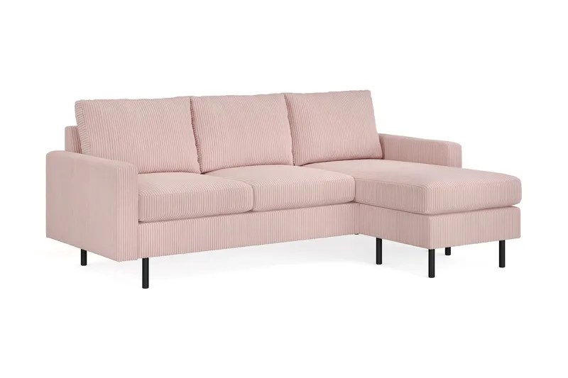 Peppe 3-seters Vendbar L-formet Divansofa i Manchester - Rosa - Møbler - Sofaer - Sofa med sjeselong