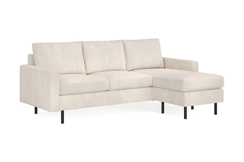 Peppe 3-seters Vendbar L-formet Divansofa i Manchester 200 cm bred - Beige - Møbler - Sofaer - Sofa med sjeselong