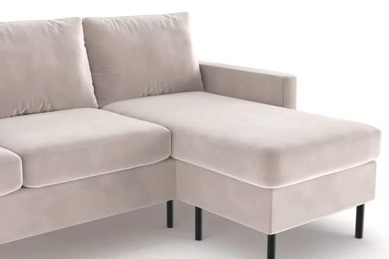 Peppe 3-seters Vendbar L-formet Divansofa i Manchester - Beige - Møbler - Sofaer - Sofa med sjeselong
