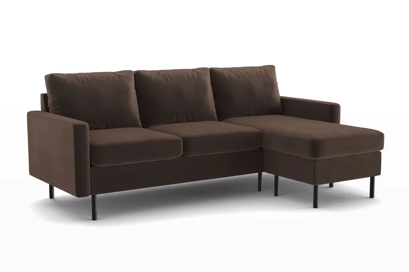 Peppe 3-seters Vendbar L-formet Divansofa i Manchester - Brun - Møbler - Sofaer - Sofa med sjeselong