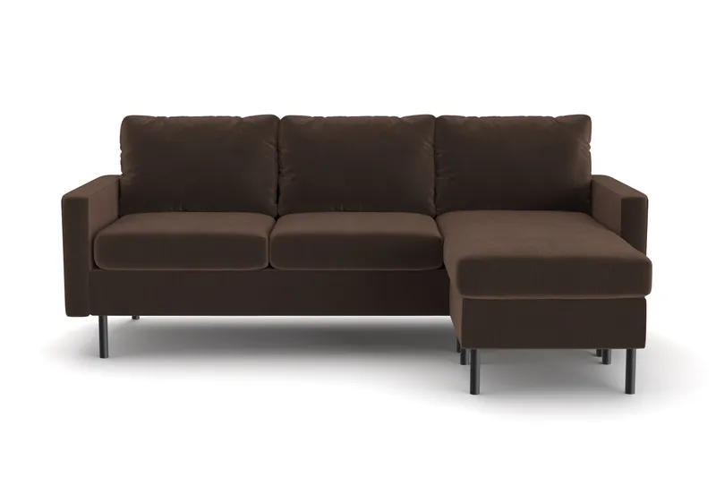 Peppe 3-seters Vendbar L-formet Divansofa i Manchester - Brun - Møbler - Sofaer - Sofa med sjeselong