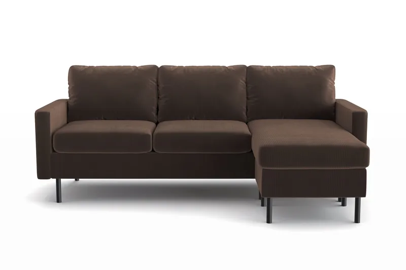 Peppe 3-seters Vendbar L-formet Divansofa i Manchester - Brun - Møbler - Sofaer - Sofa med sjeselong