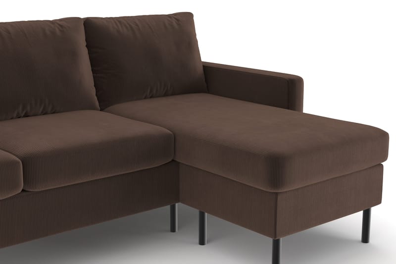 Peppe 3-seters Vendbar L-formet Divansofa i Manchester - Brun - Møbler - Sofaer - Sofa med sjeselong