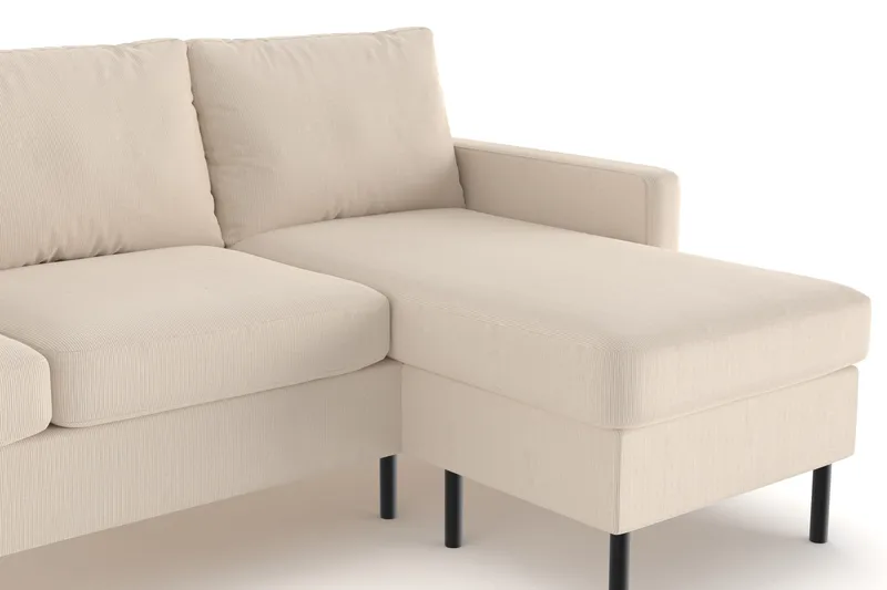 Peppe 3-seters Vendbar L-formet Divansofa i Manchester - Greige - Møbler - Sofaer - Sofa med sjeselong