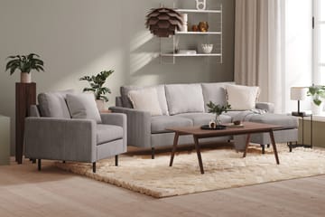 Peppe 3-seters Vendbar L-formet Divansofa i Manchester - Mørk grå - Møbler - Sofaer - Sofa med sjeselong