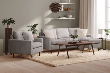 Peppe 3-seters Vendbar L-formet Divansofa i Manchester - Mørk grå - Møbler - Sofaer - Sofa med sjeselong