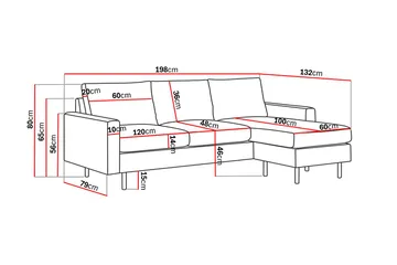 Peppe 3-seters Vendbar L-formet Divansofa i Manchester - Mørk grå - Møbler - Sofaer - Sofa med sjeselong