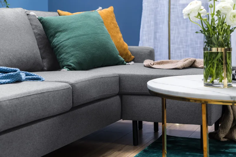 Peppe 3-seters Vendbar L-formet Divansofa i Stoff - Lys grå - Møbler - Sofaer - Sofa med sjeselong