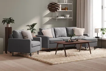 Peppe 3-seters Vendbar L-formet Divansofa i Stoff - Lys grå - Møbler - Sofaer - Sofa med sjeselong