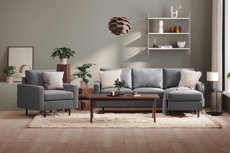 Peppe 3-seters Vendbar L-formet Divansofa i Stoff - Lys grå - Møbler - Sofaer - Sofa med sjeselong