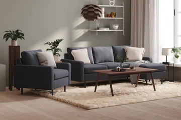 Peppe 3-seters Vendbar L-formet Divansofa i Stoff - Mørk grå - Møbler - Sofaer - Sofa med sjeselong