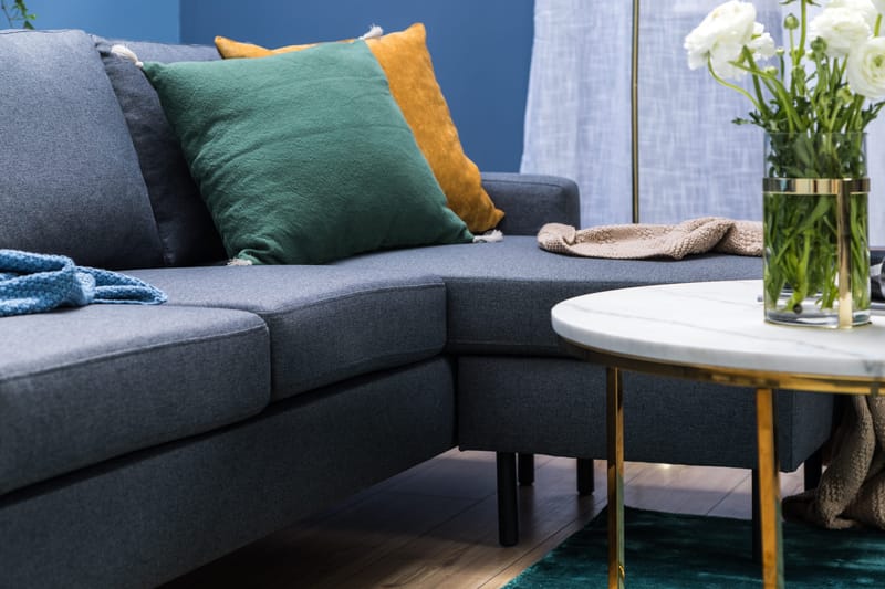 Peppe 3-seters Vendbar L-formet Divansofa i Stoff - Mørk grå - Møbler - Sofaer - Sofa med sjeselong