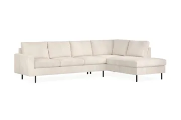 Peppe 4-seters høyrevendt L-formet sjeselongsofa i kordfløyel - Beige - Møbler - Sofaer - Sofa med sjeselong