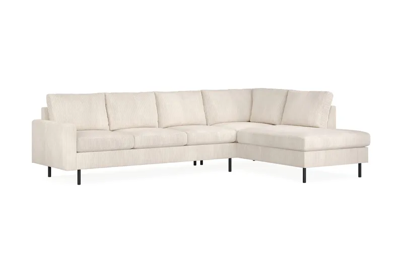Peppe 4-seters høyrevendt L-formet sjeselongsofa i kordfløyel - Beige - Møbler - Sofaer - Sofa med sjeselong