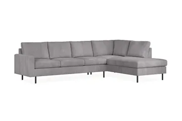 Peppe 4-seters Høyrevendt L-formet Sjeselongsofa i Manchester - Mørk grå - Møbler - Sofaer - Sofa med sjeselong