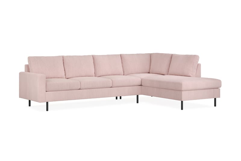 Peppe 4-seters Høyrevendt L-formet Sjeselongsofa i Manchester - Rosa - Møbler - Sofaer - Sofa med sjeselong