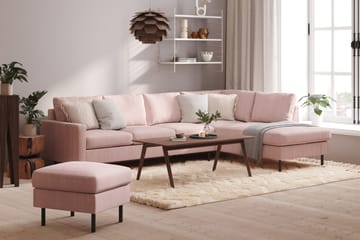 Peppe 4-seters Høyrevendt L-formet Sjeselongsofa i Manchester - Rosa - Møbler - Sofaer - Sofa med sjeselong