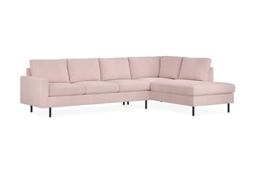 Peppe 4-seters Høyrevendt L-formet Sjeselongsofa i Manchester - Rosa - Møbler - Sofaer - Sofa med sjeselong