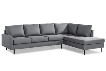 Peppe 4-seters Høyrevendt L-formet Sjeselongsofa i Stoff - Lys grå - Møbler - Sofaer - Sofa med sjeselong