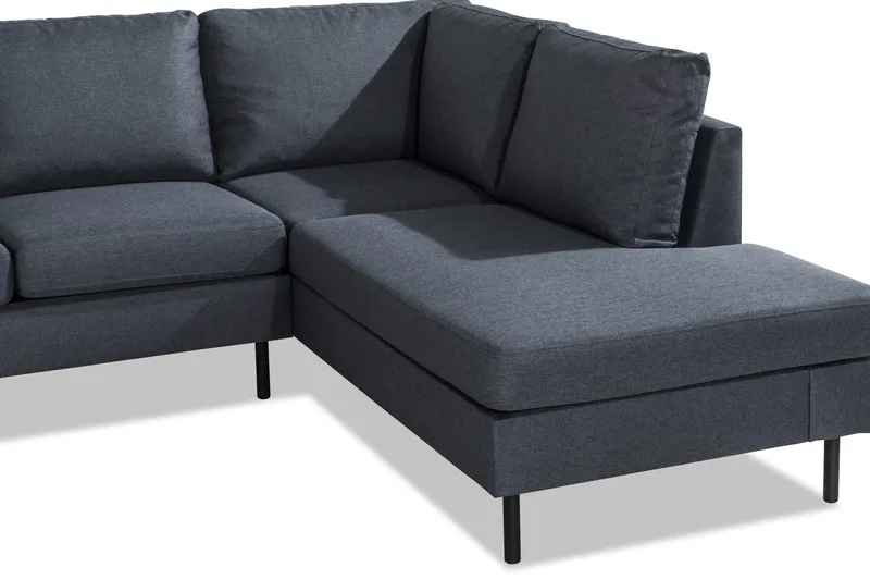 Peppe 4-seters Høyrevendt L-formet Sjeselongsofa i Stoff - Mørk grå - Møbler - Sofaer - Sofa med sjeselong