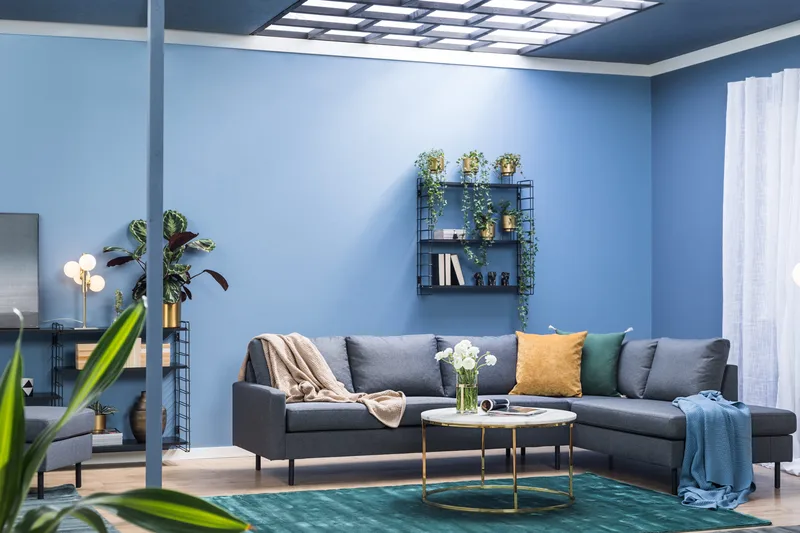 Peppe 4-seters Høyrevendt L-formet Sjeselongsofa i Stoff - Mørk grå - Møbler - Sofaer - Sofa med sjeselong