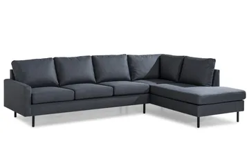Peppe 4-seters Høyrevendt L-formet Sjeselongsofa i Stoff - Mørk grå - Møbler - Sofaer - Sofa med sjeselong