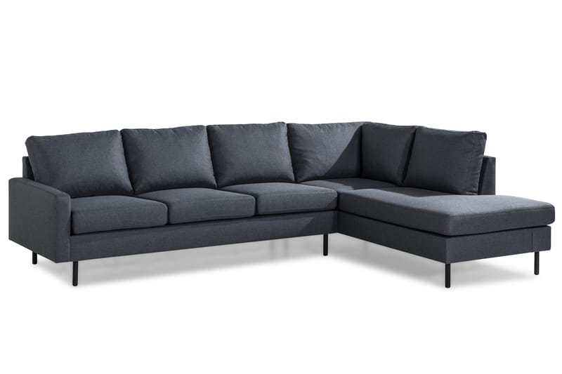 Peppe 4-seters Høyrevendt L-formet Sjeselongsofa i Stoff - Mørk grå - Møbler - Sofaer - Sofa med sjeselong