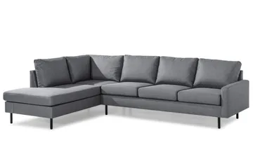 Peppe 4-seters Venstrevendt L-formet Sjeselongsofa i Stoff - Lys grå - Møbler - Sofaer - Sofa med sjeselong