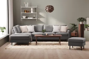 Peppe 4-seters Venstrevendt L-formet Sjeselongsofa i Stoff - Lys grå - Møbler - Sofaer - Sofa med sjeselong
